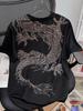 T-shirt Trendy da Uomo a Maniche Corte con Drago di Strass - Stile Celebrità Estivo