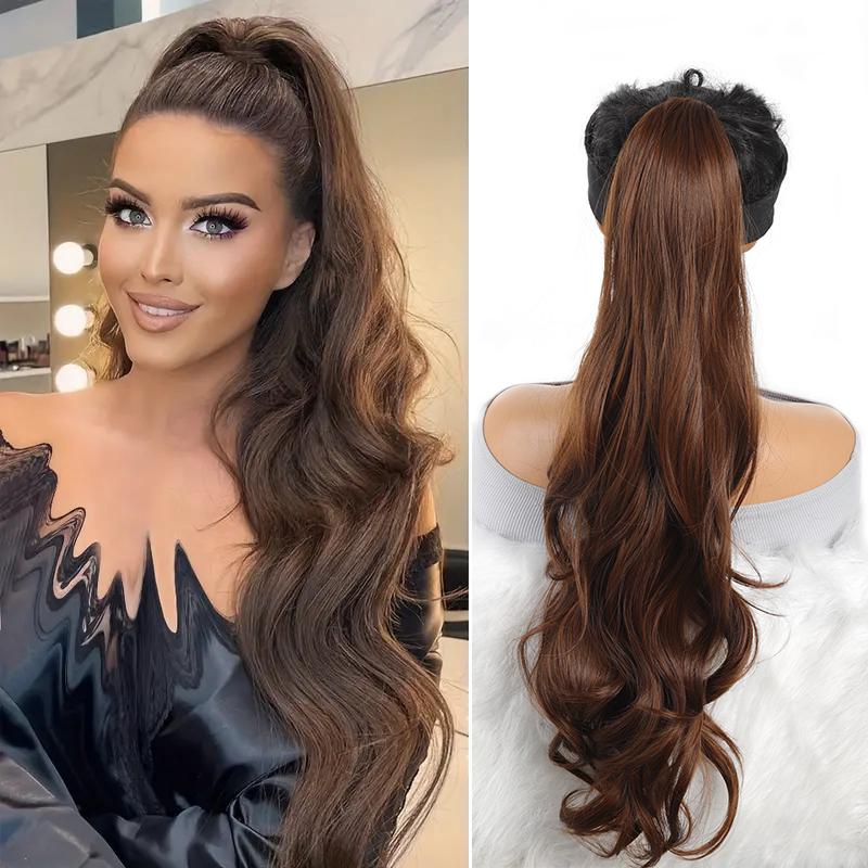 Vrstvená kudrnatá paruka s velkými vlnami a stahovací šňůrkou, vláknitý culík, paruka z culíku pro ženy, tepelně odolná paruka, jednoduchá a pohodlná na nošení