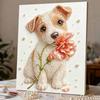 Easy DIY Framed Pearl Bead Painting Kit with Adorable Puppy and Flower 3D Sparkling Canvas Art for Home Decoration Gift Idea