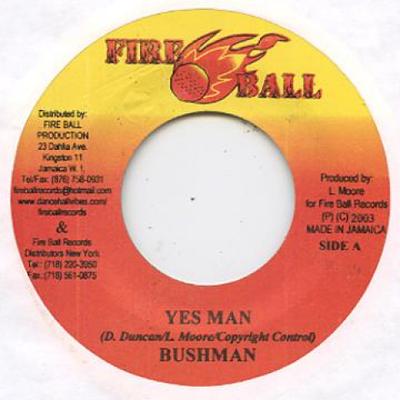 7inch Record BUSHMAN / CUSH HUNTA - Yes Man / Play Hard Fire Ball 2003 Jamaica Reggae, Ska & Dub