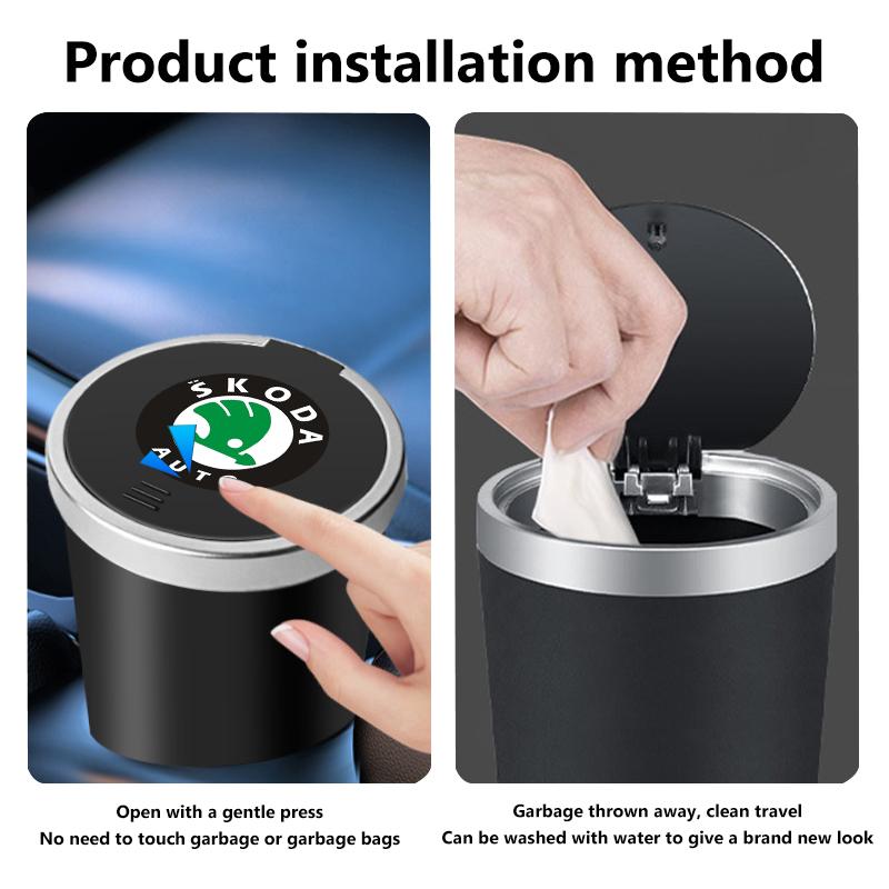 Car Trash Bin Garbage Can Rubbish Basket Bin Organizer Storage Holder Auto Accessories For Skoda Octavia Superb RAPID FABIA