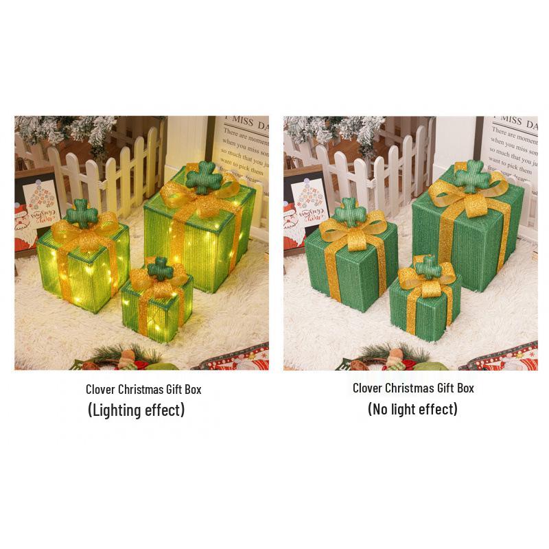 Cross-Border Christmas Luminous Gift Box Set: Outdoor Decorative Lights for Courtyard & Mall Display