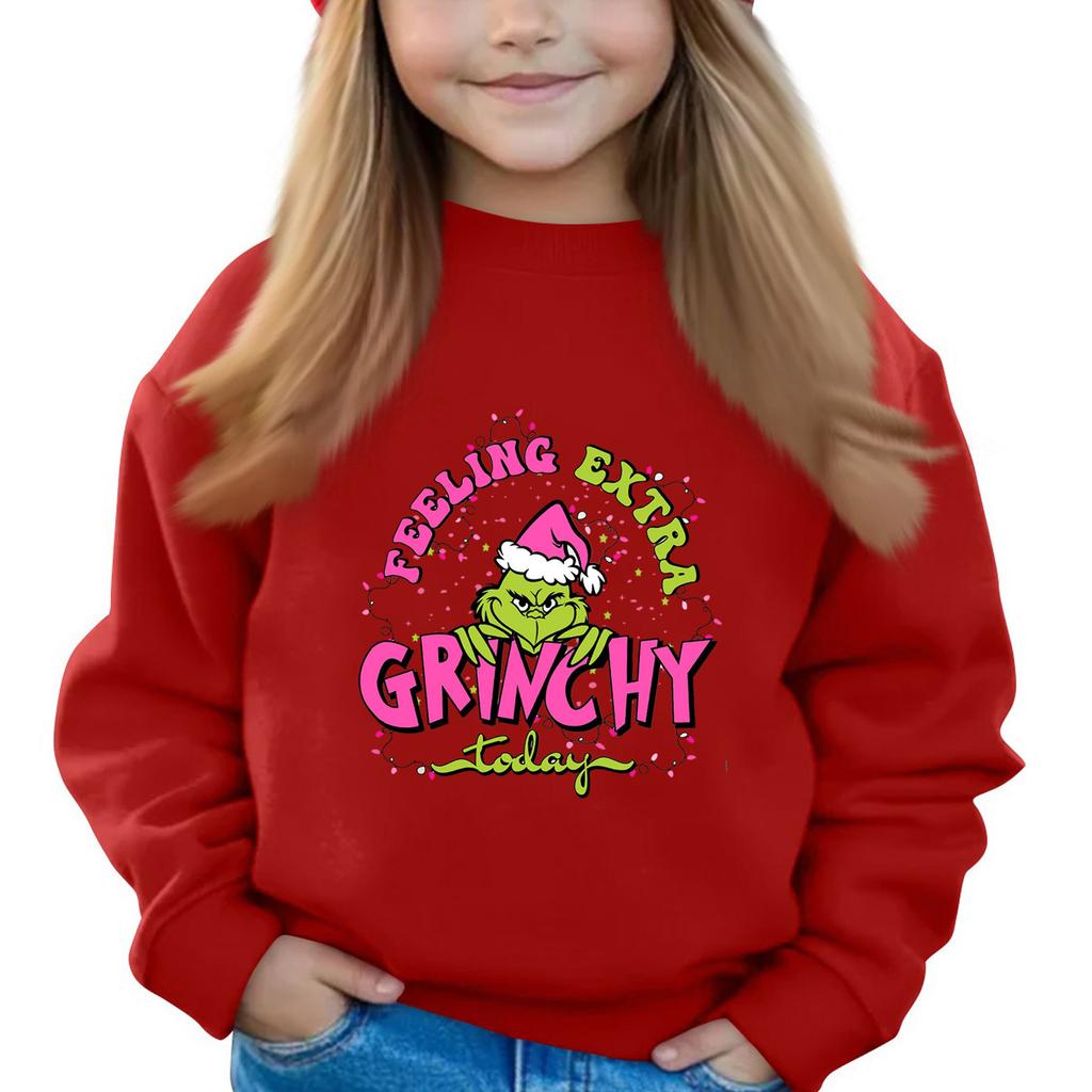 Christmas Day Girls Round Neck Pullovers For Kids Printed Baby Tops