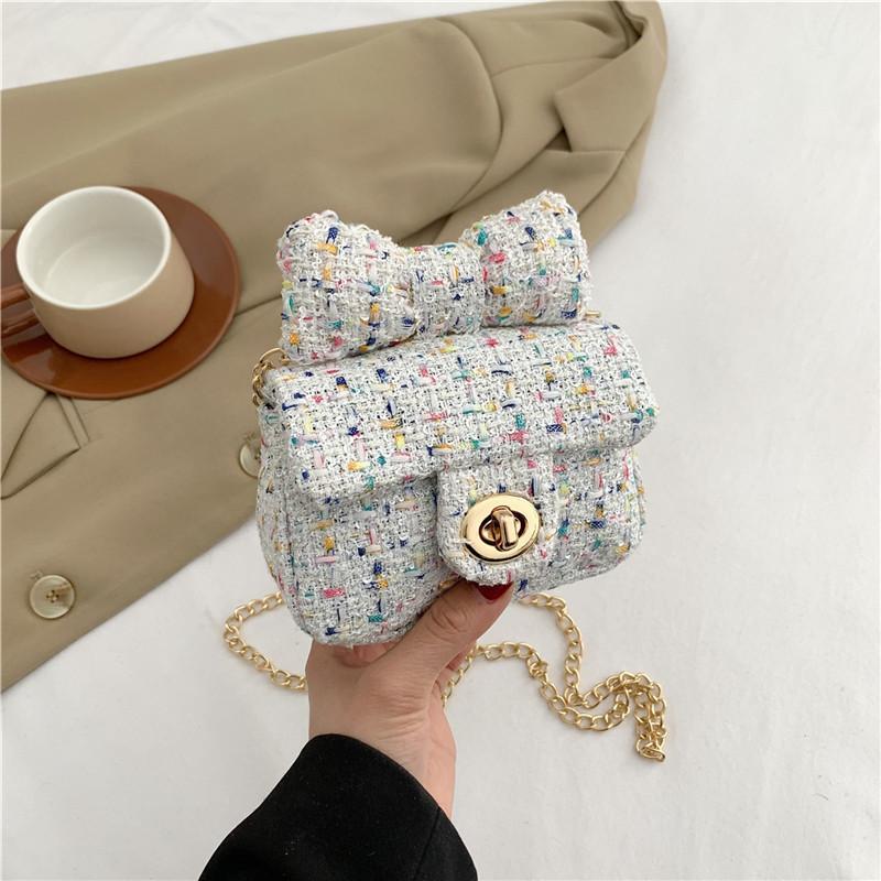 

Trendy Mini Plaid Bag 2024 Fashionable Parent Child Crossbody Purse With Bow Design белый