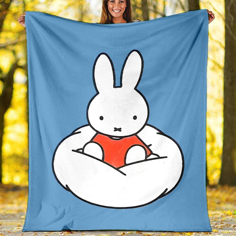 1pc Miffy4 Theme Blanket - Digital Print, Polyester, Cozy for All Seasons, Perfect for Outdoor, Camping, and Travel