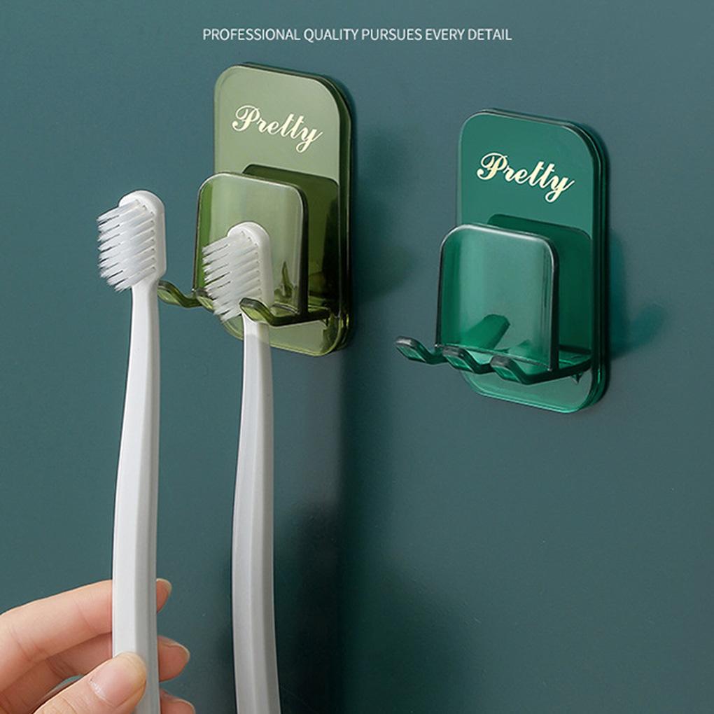 Wall-mounted Punch-free Hook Toothbrush Bottle Sundry Holder Self Adhesive Storage Rack Hanger Bathroom Toilet