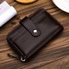 Short Zipper Women's First-layer Cowhide RFID Card Bag Card Holder, Men's Multi-functional Leather Organ Card Holder ID Bag