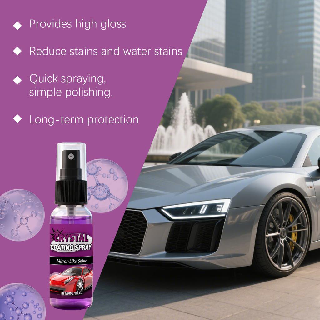 Car coating spray, mirror-effect coating spray that enhances gloss, suitable for daily car paint maintenance. 30ml