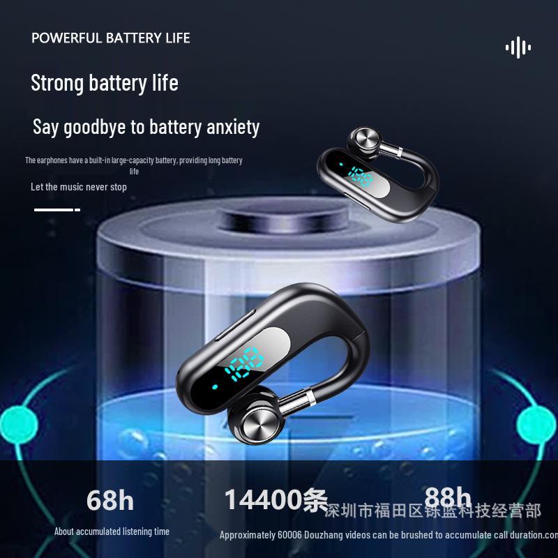 Air Conduction Bluetooth Ear-hook Headphones, Non-In-Ear, Large Volume, Ultra-Long Wireless, Compatible with Apple & Android.