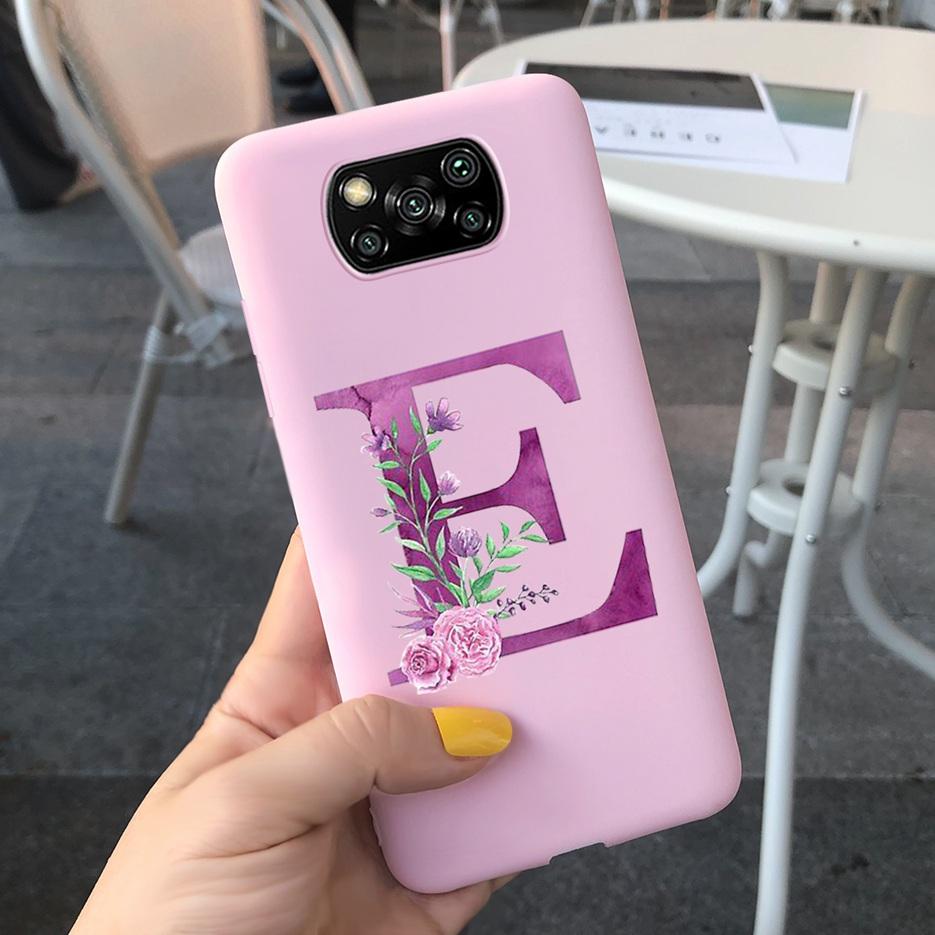 For Xiaomi Poco X3 NFC Case Soft Silicone TPU Cute Letter Back Cover For Xiaomi Poco X3 Pro Bumper PoxoX3 NFC Phone Cases 6.67''