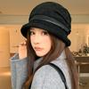 Korean Style Vintage Pleated Wide Brim Fisherman Hat For Women Autumn Fashionable Versatile