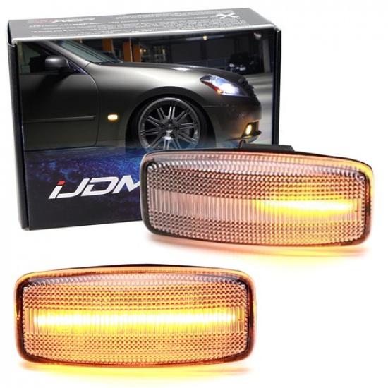 Clear Lens Amber Sequential Blink LED Fender Signal Markers For Infiniti M35 M45