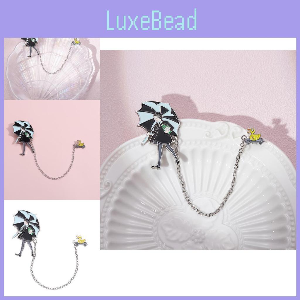 Unique Cartoon Umbrella Girl Brooch Charming Metal Badge Fashion Accessory For All