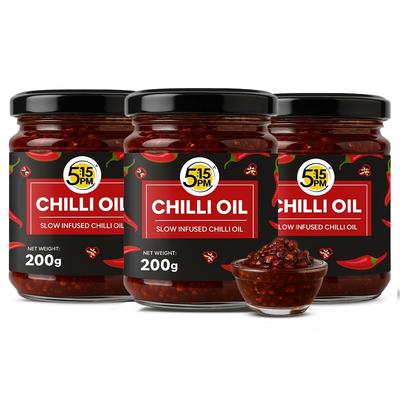5:15PM Korejský & Křupavý chilli olej 200g X Balení po 3 ks | Chilli pasta ve sečuánském stylu pro nudle, smažená jídla a pizzu