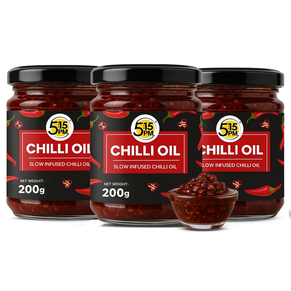 

5:15PM Korean & Crispy Chilli Oil 200g X Pack of 3 | Sichuan Style Chilli Paste for Noodles, Stir-Fries & Pizza
