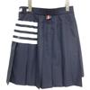 THOM BROWNE FGC402V-06146 Marineblau Uni Webware 4-Riegel Plissee Minirock Rock 38 Marineblau Gebraucht