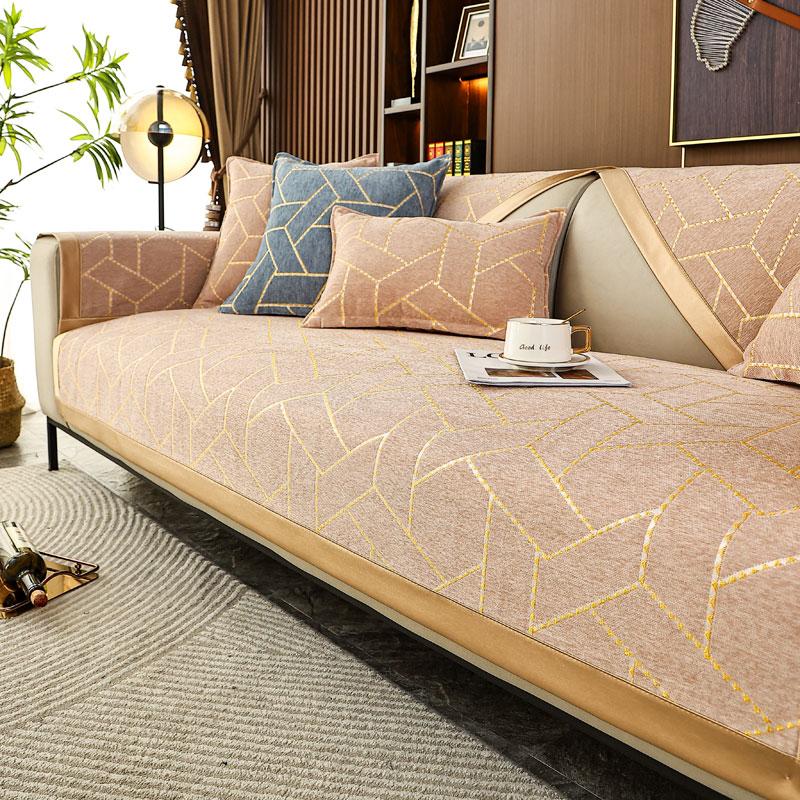 

Роскошный чехол для дивана из синели с золотой вышивкой для гостиной, 1/2/3/4-местный, нескользящий чехол для дивана, чехол для кресла, защита для мебели 70x70cm 1pc