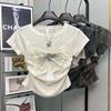 French Design Bow Round Neck Short-sleeved T-shirt Summer Sweet and Spicy New Slim-fitting Niche Versatile Top