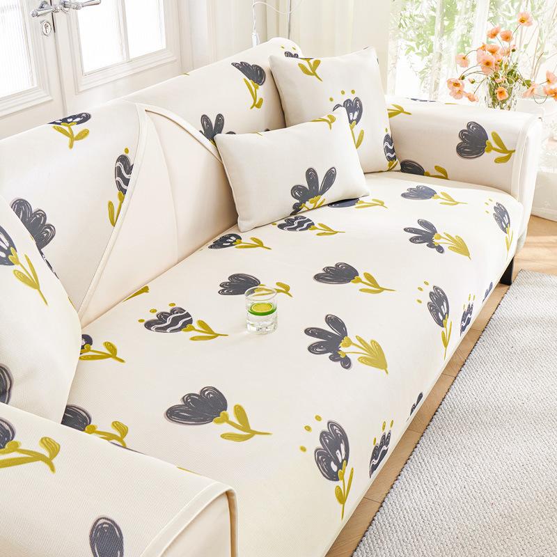 Husă Universală Pernă Sofă Husă Slipcover Fundă Living Antiderapant Mătase de Gheață Floare Completă Husă Sofă Canapea