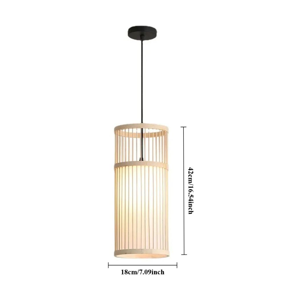 Japanese Style Hand Woven Bamboo Chandelier 18X42CM Bedroom Living Room Bamboo Art Ceiling Hanging Lamp E27 Indoor Pendant Light