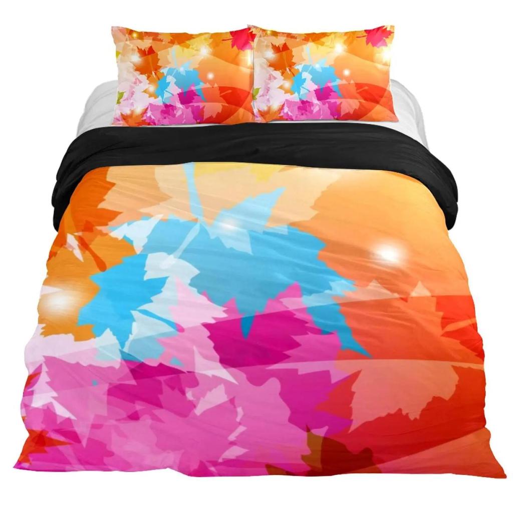 Fall Duvet Cover Seasonal Maple Tree Leaves Botanical Foliage Vibrant Floral Forest Image Decorative 3 Piece Bedding for Women