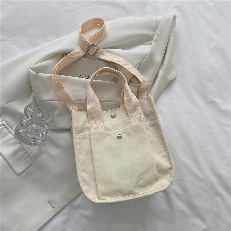 2025 Canvas Small Bag Girls Shoulder Small Square Bag Summer Handbag Student Solid Color Casual Japanese Messenger Bag