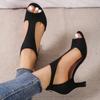 European and American Large Size 2025 High-heeled Sandals Women's Shoes Fish Mouth Side Empty Thin Heel Open-toed Roman Style Fashionable and Vers