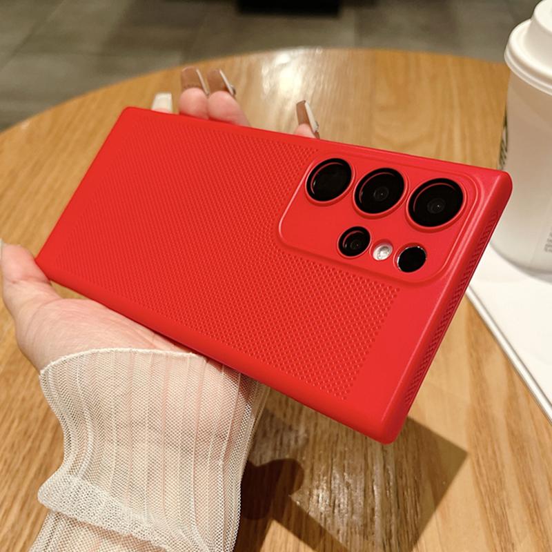Mesh Heat Dissipation Breathable PC Case For Samsung S25 S24 S23 S22 S21 Plus Note 10 20 Ultra S20FE Ultra Thin Matte Hard Cover