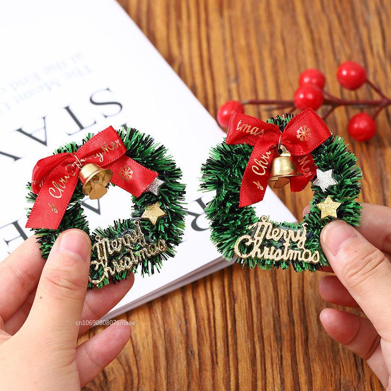 6.5cm Christmas Wreath Tree Wreaths Hanging Decorations Dollhouse Miniature Garland Simulated Furniture Ornament