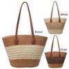 Women Fashion Tote Bag with Zipper Stripe Woven Summer Daily Bag Large Capacity Handmade Bag for Shopping Work Beach Bag
