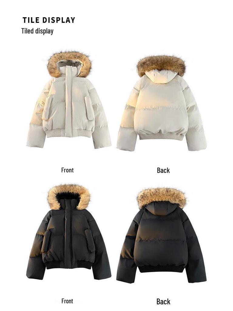 Men's Winter Retro Cotton Jacket with Detachable Fur Collar - Thick and Trendy Outerwear