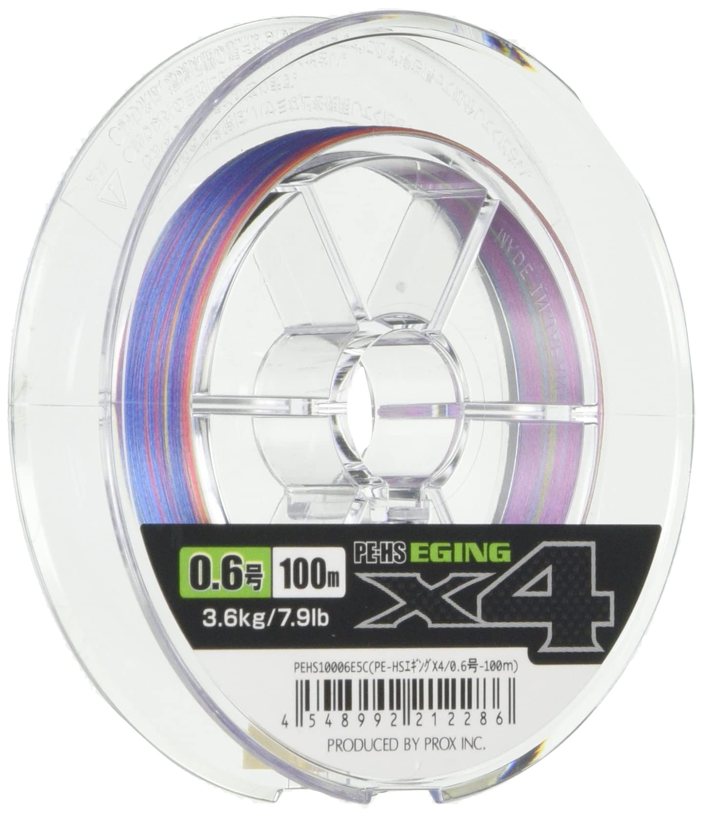 

PROX PE Eging PEHS10006E5C Line, PE-HS X4, 100m, 0.6, 7.9lb (3.6kg), 5-Color Marking,