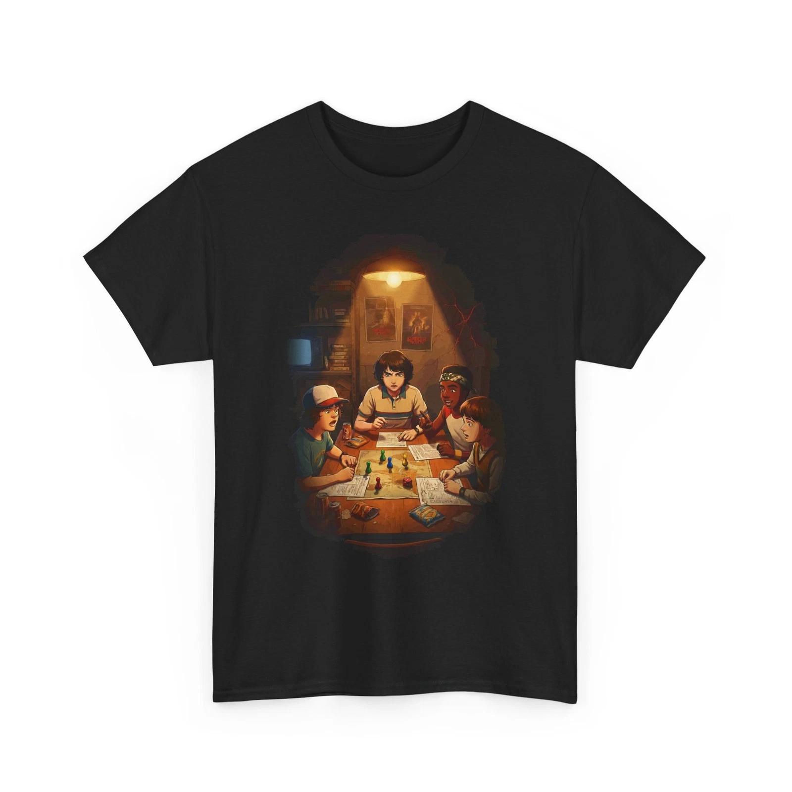 100% Cotton T-shirt Mens Tees Top Mike Dustin Lucas Will play in Stranger Things 100% cotton S