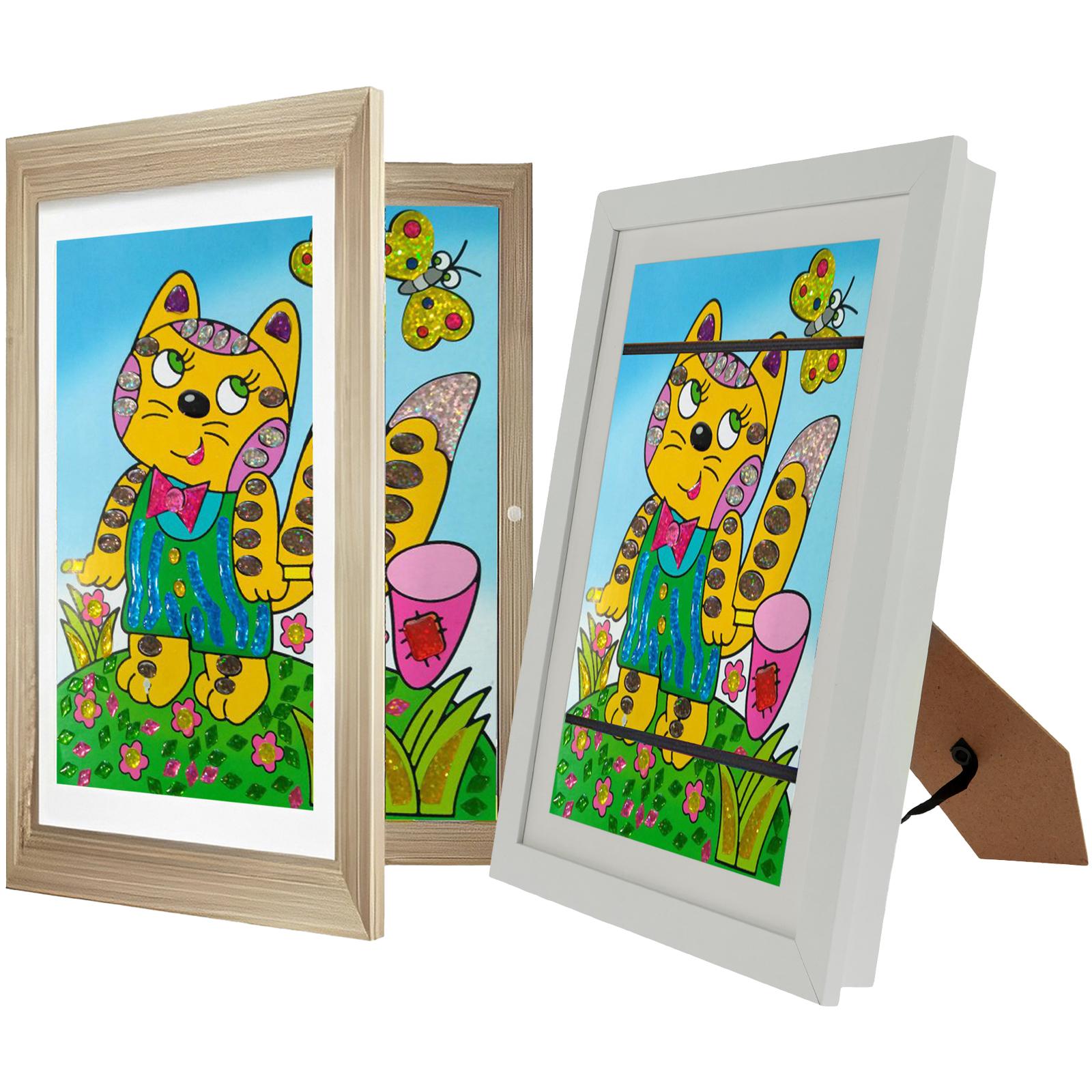 

2 шт. Детская художественная рамка А4, открывающаяся спереди фоторамка с подставкой, деревянная детская художественная рамка для 100 фотографий, горизонтальная и