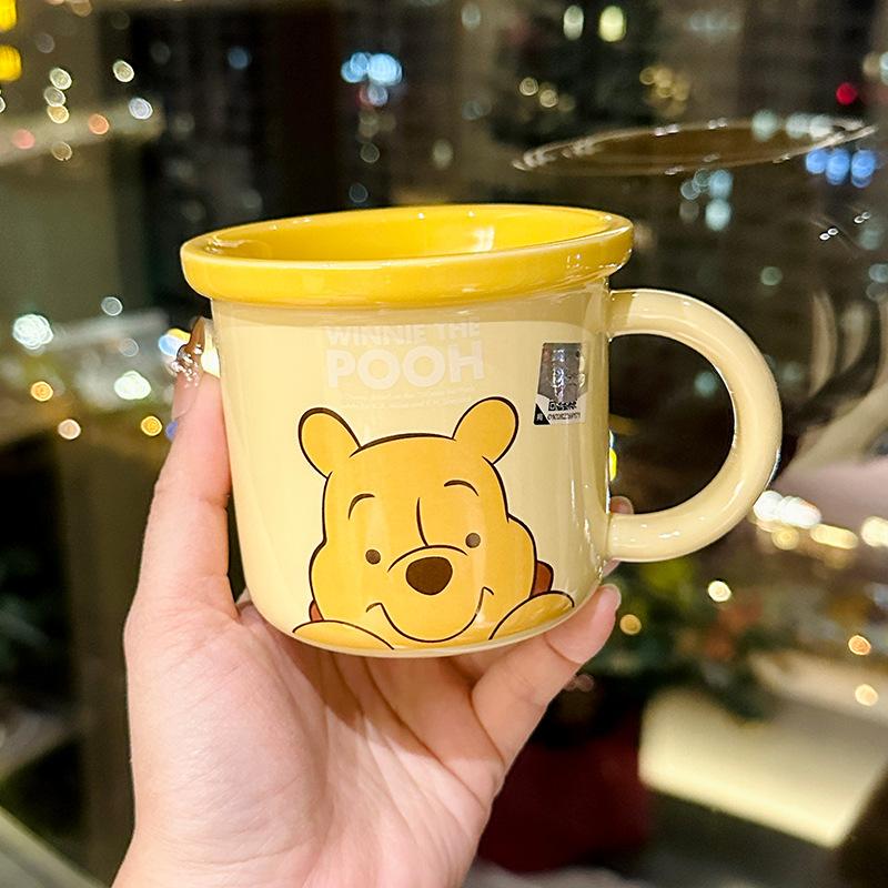 

Cute Cartoon Stitch Ceramic Mug Strawberry Winnie The Pooh IP Water Cup Home Breakfast Cup Souvenir 340mll