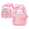 Kids Clear Backpack Waterproof Student Backpack with Love Heart Prints Book Bag