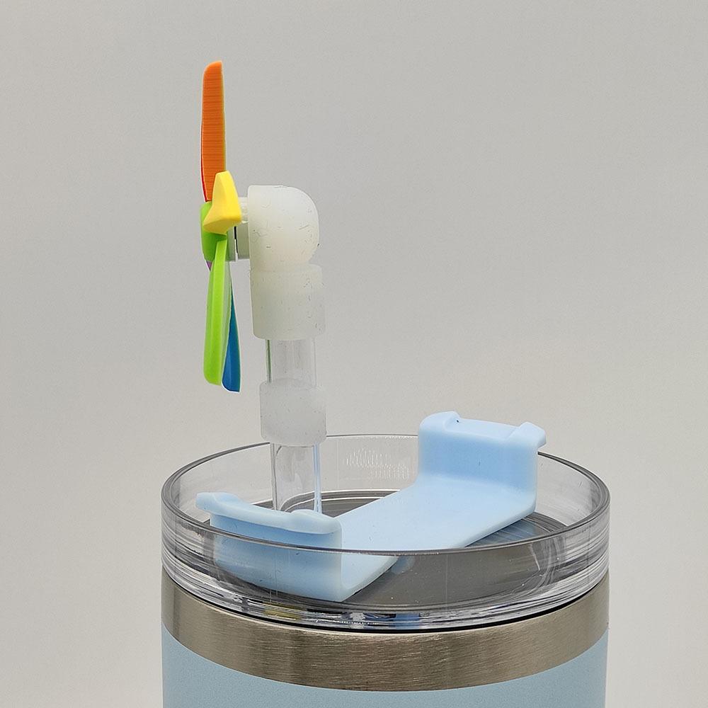 New Seven Color Rotating Windmill Silicone Straw Cap Detachable Silicone Straw Dust Overflow Prevention Water Cup Accessories
