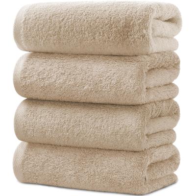 AYO Bath Towel Set of Hotel Highly Low Gift 4, Camel, Specifications, Fluffy, 100% Cotton, Absorbent, Durable, Plain, Shedding,