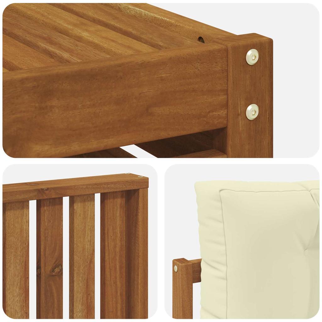 Outdoor Sofa Set 10 Pcs Natural & Cream Solid Acacia Wood