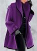[European Size] Women's Multi-color Round Neck Loose Hooded Woolen Coat - Fashionable Autumn/Winter Outerwear with Color Blocking Piping