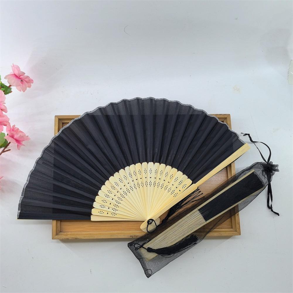 Wear Resist Folding Fan Cooling Tool Bamboo Hand Fan Fashionable Silk Hand Fan Festival Party