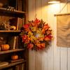 Artificial Plant Door Wreath Fall Maple Leaf for Front Door, Autumn Lightweight Wall Decor with Pinecone Berries, Thanksgiving Harvest Hanging