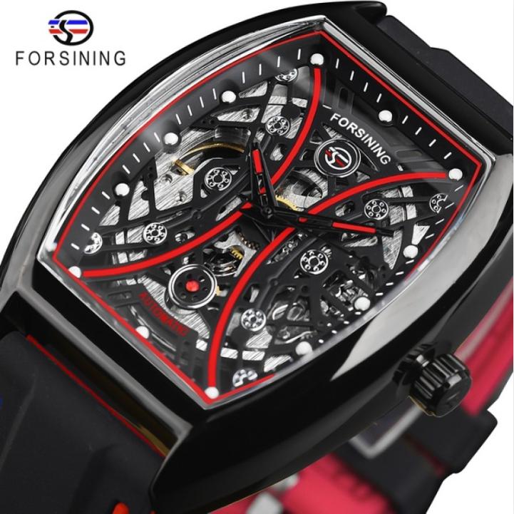 2023 New Square Forsining Men's Fashion Motorcycle Street Tide Men's Hollow Automatic Mechanical Watch Montre Homme