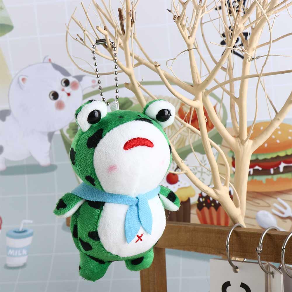 Plush Frog Plush Keyring Cartoon Frog Red Scarf Frog Plush Pendant School Bag Pendant
