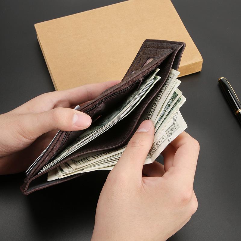 Cryptotext Proxy Men's Wallet Short Horizontal Vertical Oil Wax Pressed Crocodile Head Wallet Retro