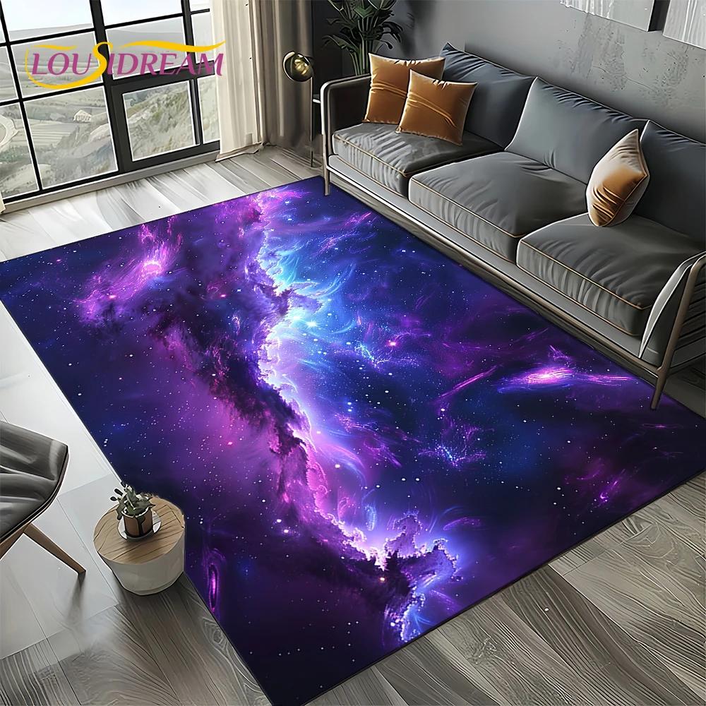 Universe Space Stars Black Hole Galaxy Earth Milky Way Carpet Rug for Living Room Bedroom Sofa Decoration,Non-slip Floor Mat