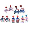 Eye-Catching Patriotic Earrings Wooden-Drop Dangle Earring Acrylic Star Stripe