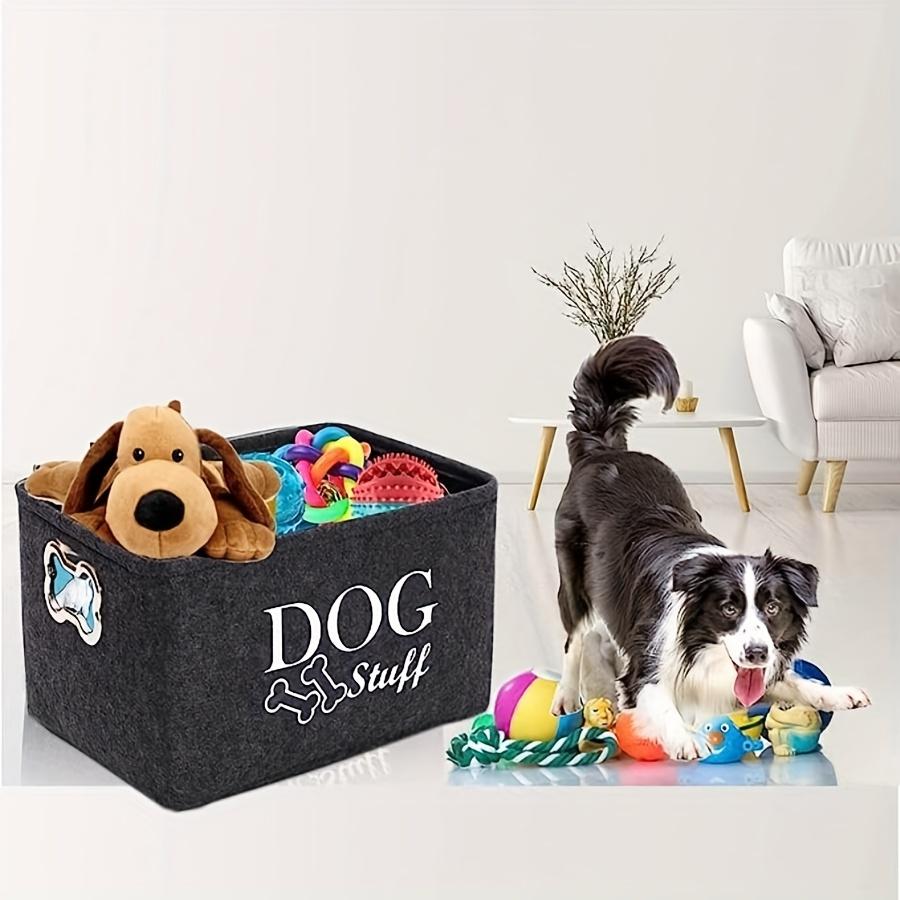Pet Storage Box - Black Plush Durable Polyester No Assembly Toy Blanket Rope Organizer Basket Pet Chest Organizer