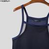 INCERUN Men Strap Sleeveless Mesh Sheer Irregular Skinny Tank Tops Underwear