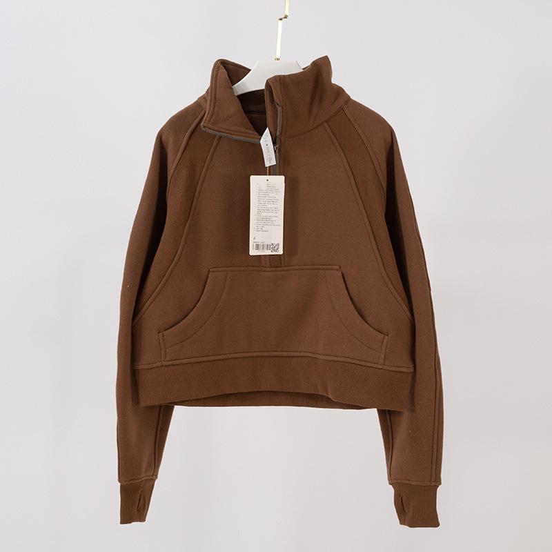 Women's High Collar Thick Sweater: Long Sleeve, Half-Zip, Loose Fit for Jogging, Fitness & Yoga In Autumn and Winter.